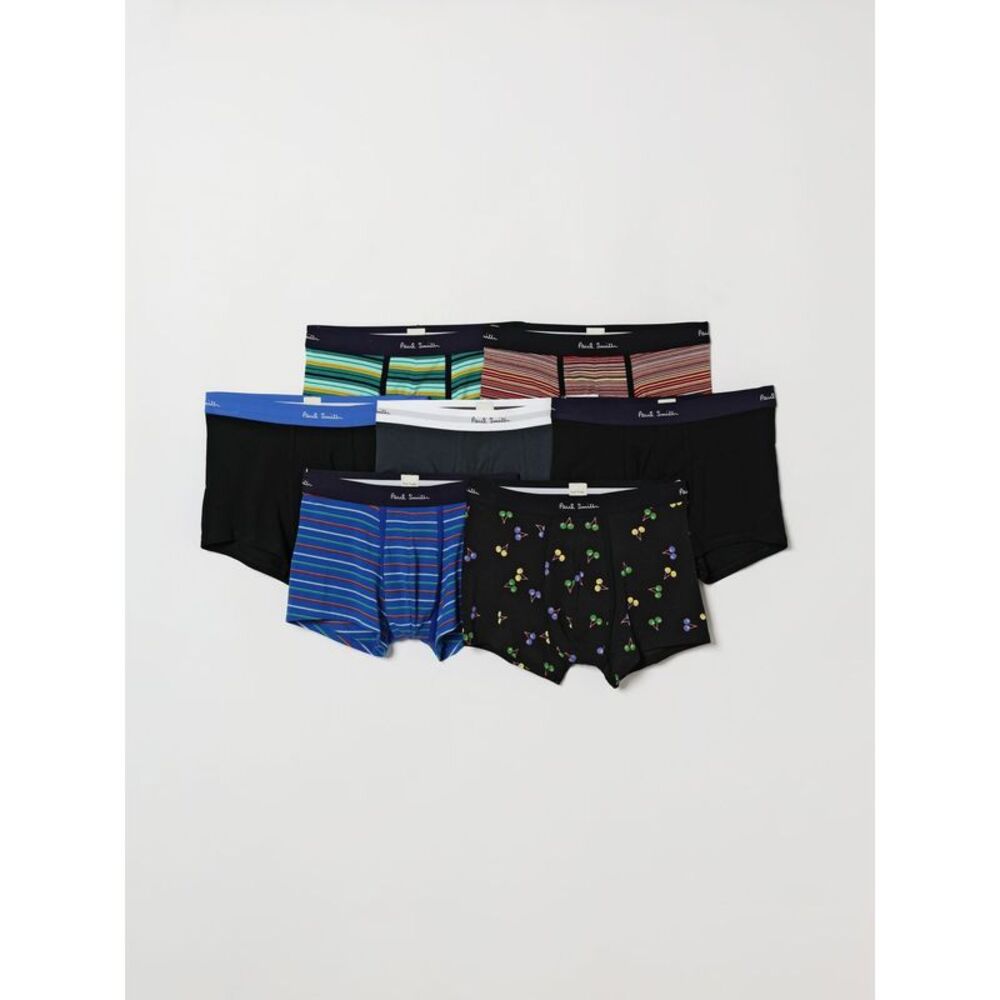 Paul Smith Men Set Of 7 Striped Stretch Cotton Boxer Trunks Paul Smith With Logo